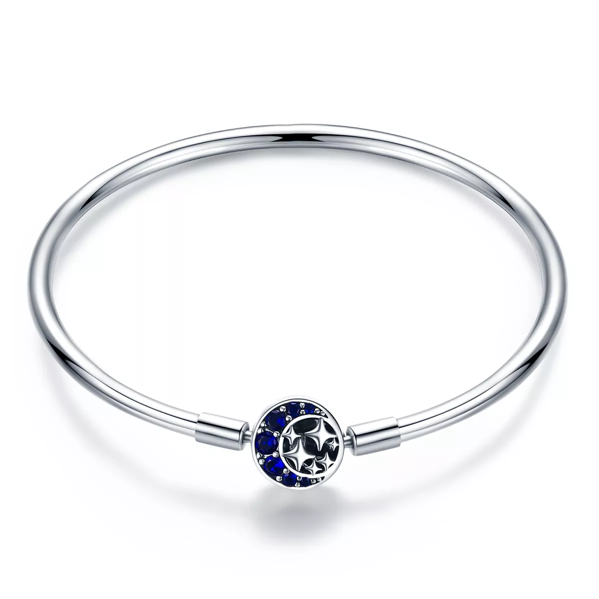 pulsera rígida de plata estilo pandora con cielo estrellado scb080