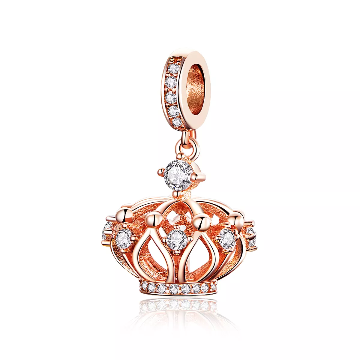 charm colgante estilo pandora en oro rosa con corona real scc1121