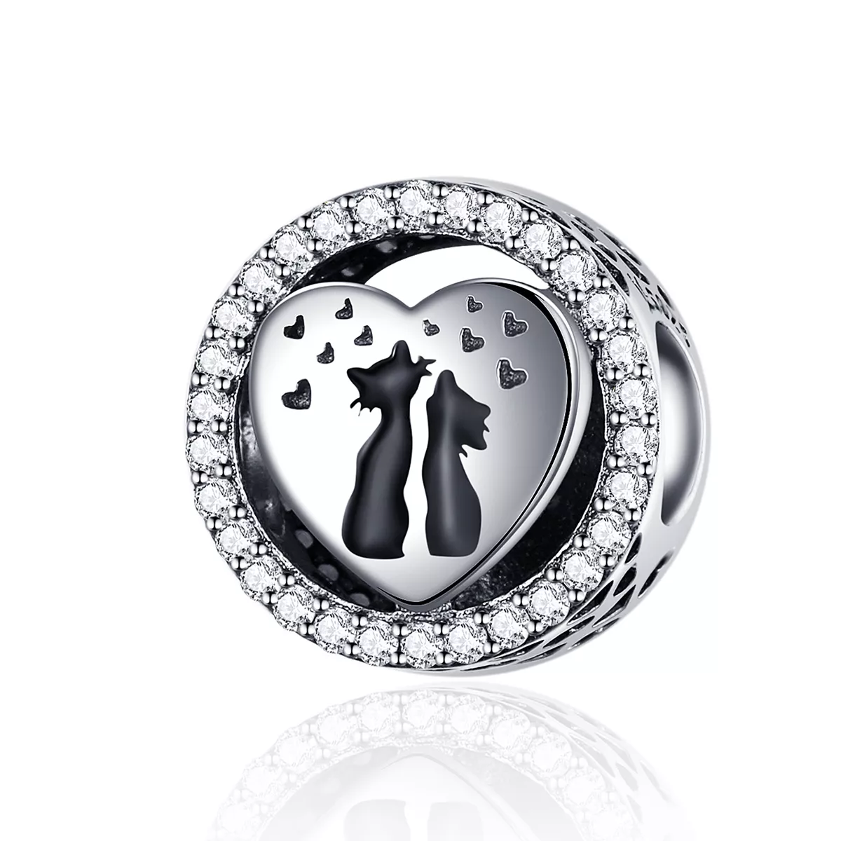 charm de amor de gato plateado al estilo pandora scc1188