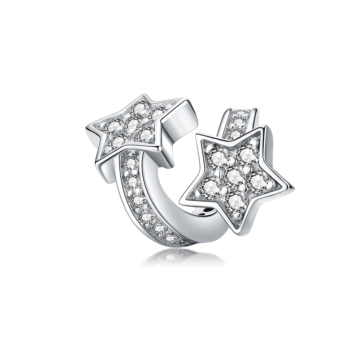 charm de estilo pandora con estrellas de plata que se fechan entre sí scc1244