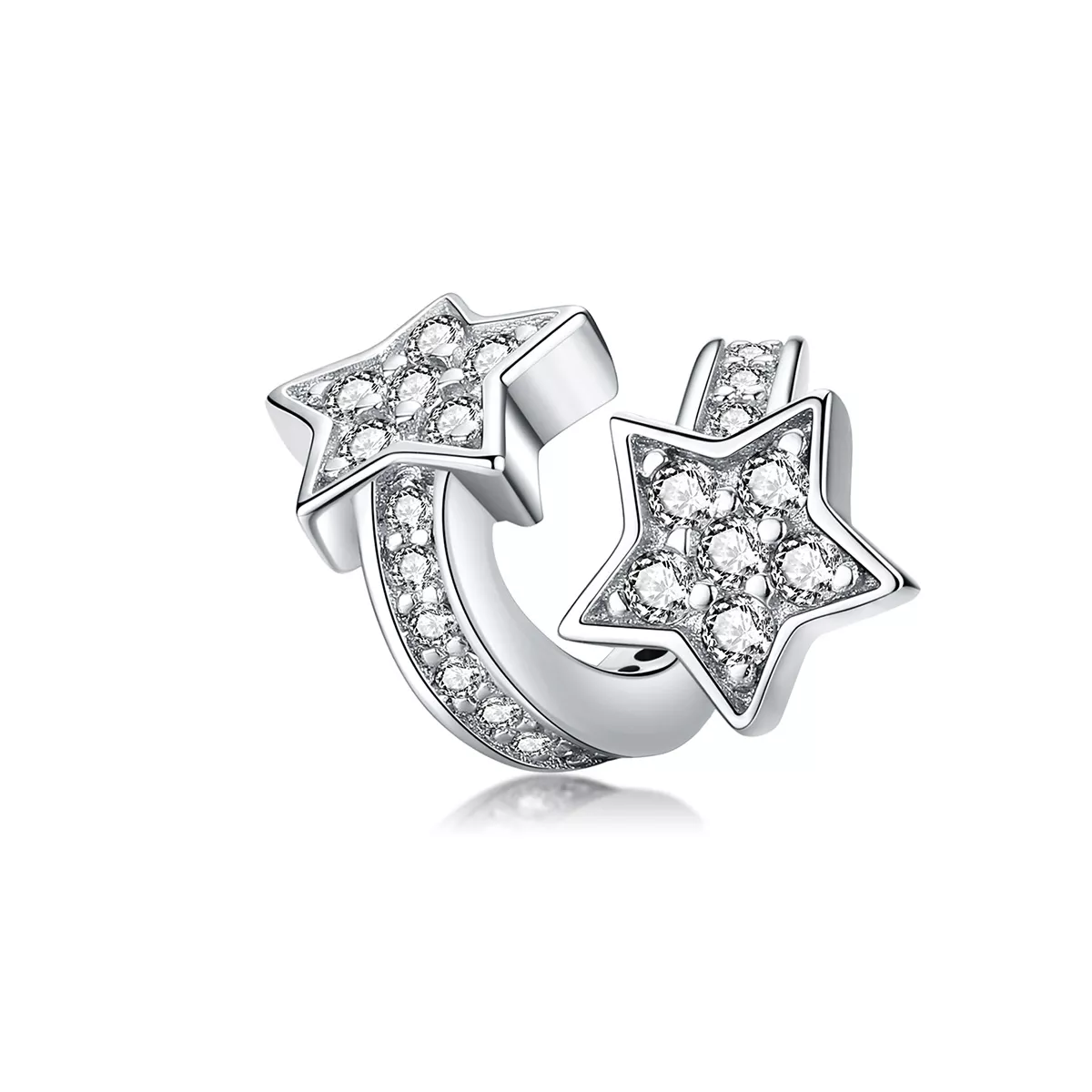 charm de estilo pandora con estrellas de plata que se fechan entre sí scc1244