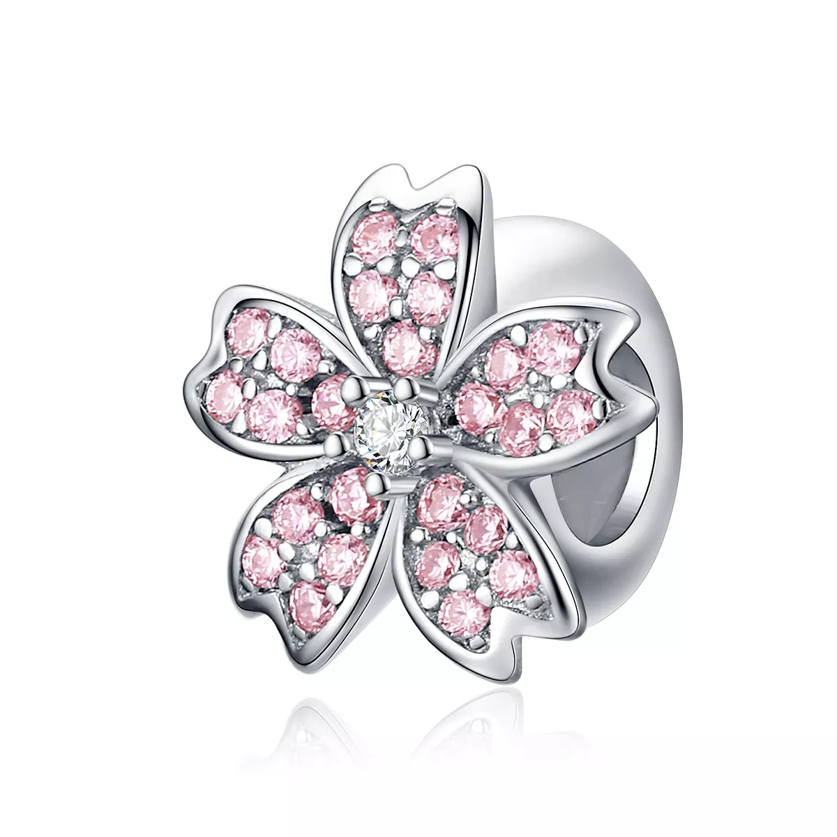 charm de estilo pandora en plata con diseño de sakura scc1291