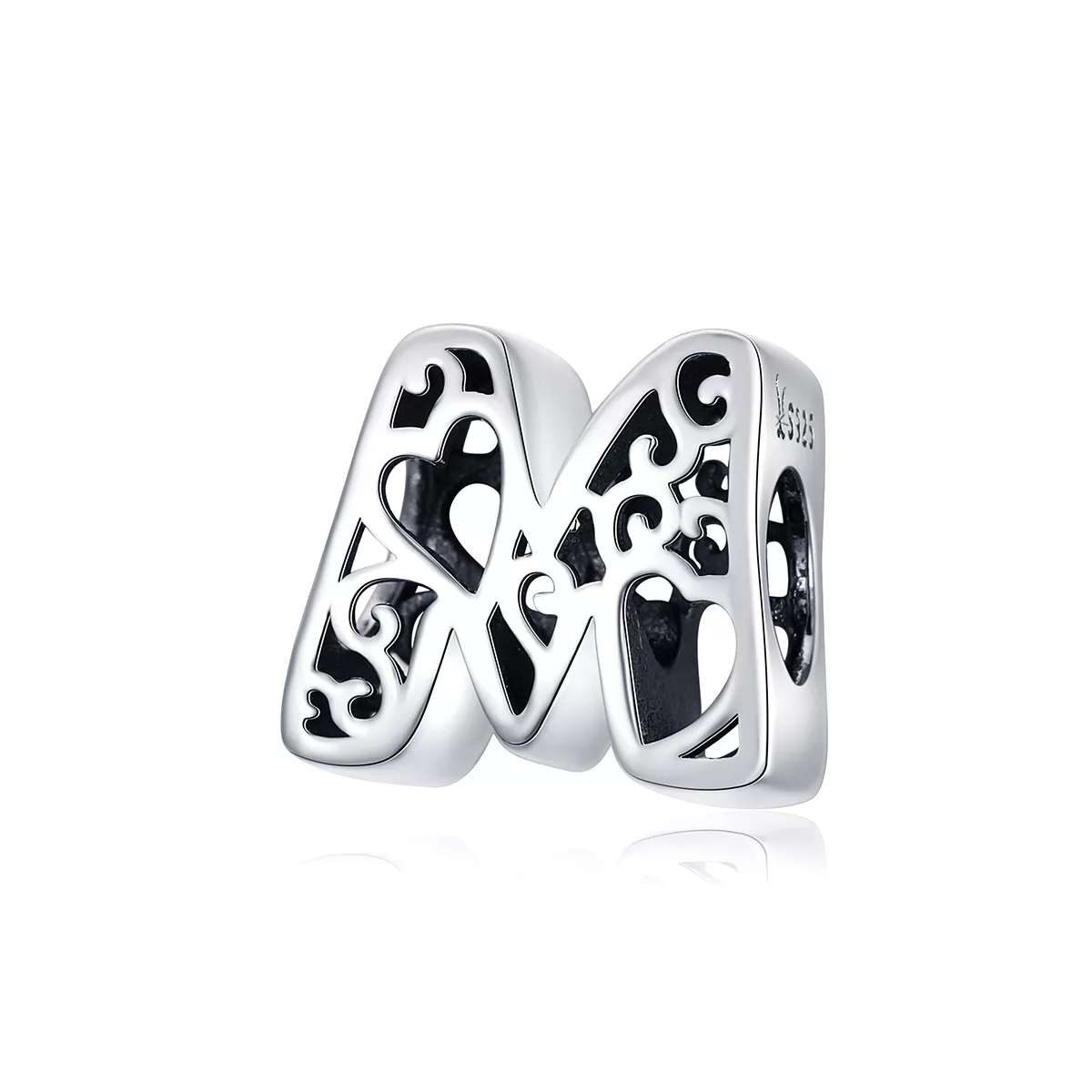 charm de letra m de plata estilo pandora scc1229 m