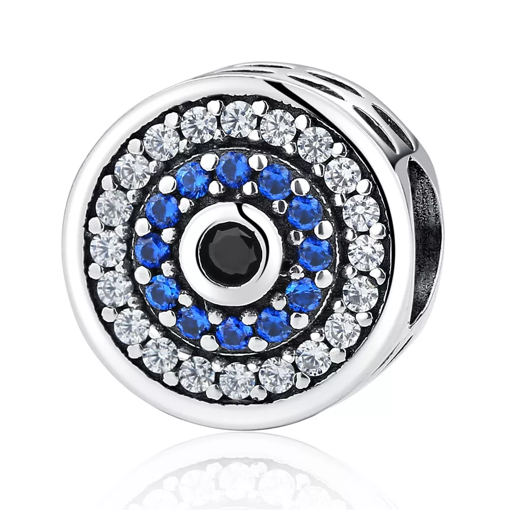 charm de ojo plateado con brilal estilo pandora scc092