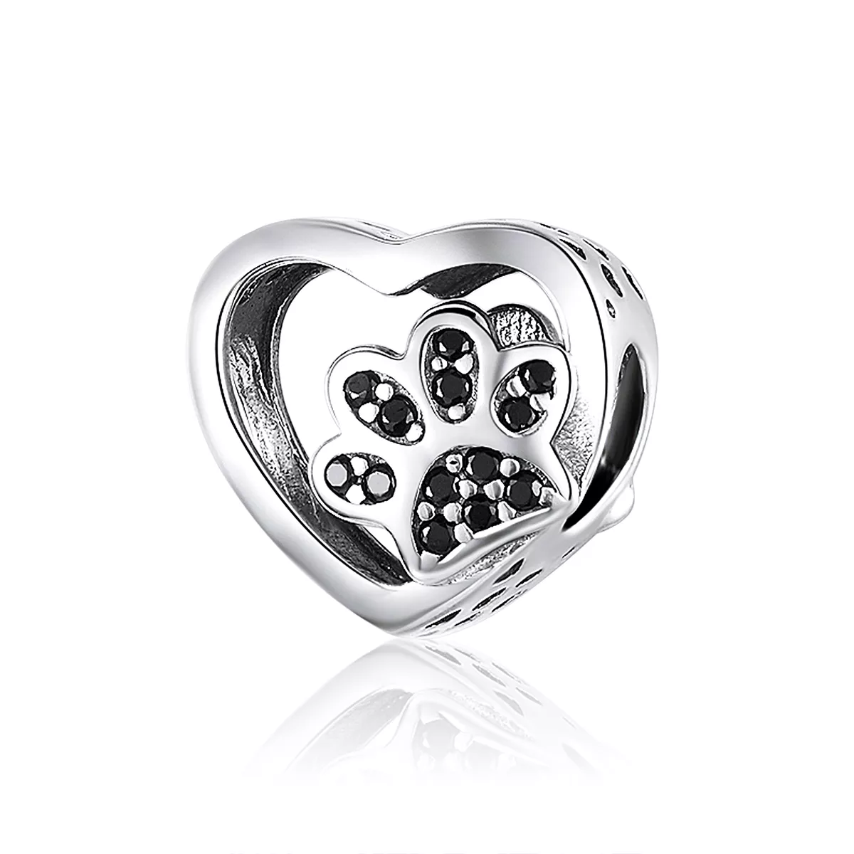 charm de plata con estilo pandora con huella de pata de mascotas scc1191 bk