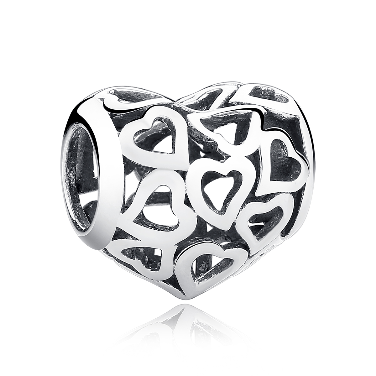 charm de plata estilo pandora con corazones calados scc024