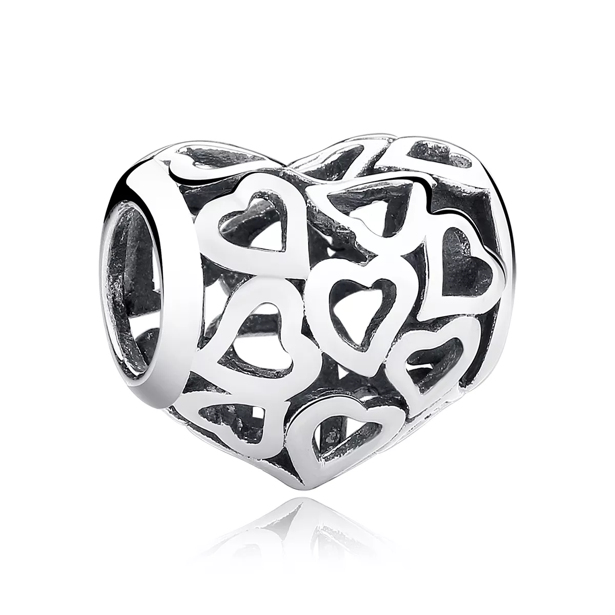 charm de plata estilo pandora con corazones calados scc024