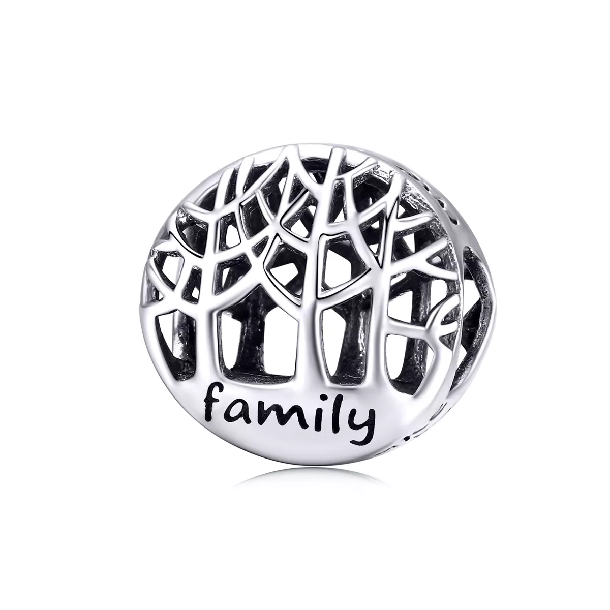charm de plata estilo pandora con diseño de bosque familiar scc1144