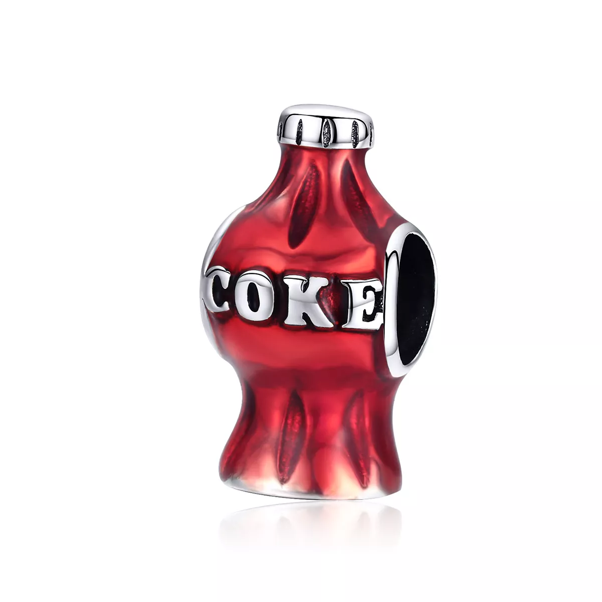 charm de plata estilo pandora con diseño de coca cola scc1159