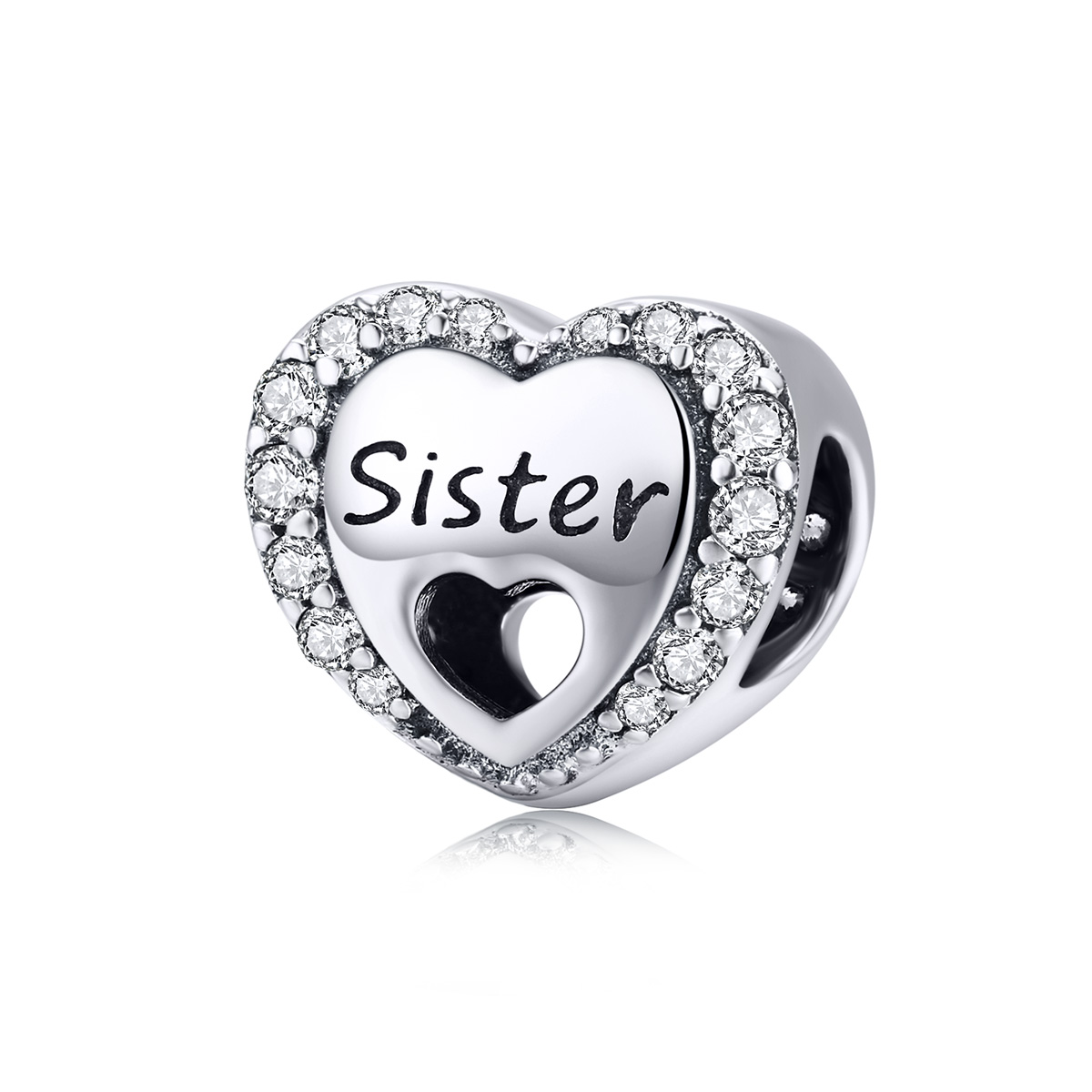 charm de plata estilo pandora con diseño de hermana scc1141