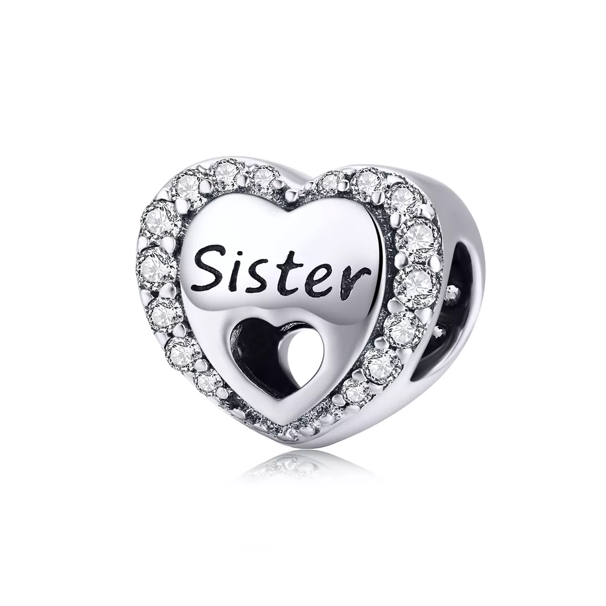 charm de plata estilo pandora con diseño de hermana scc1141