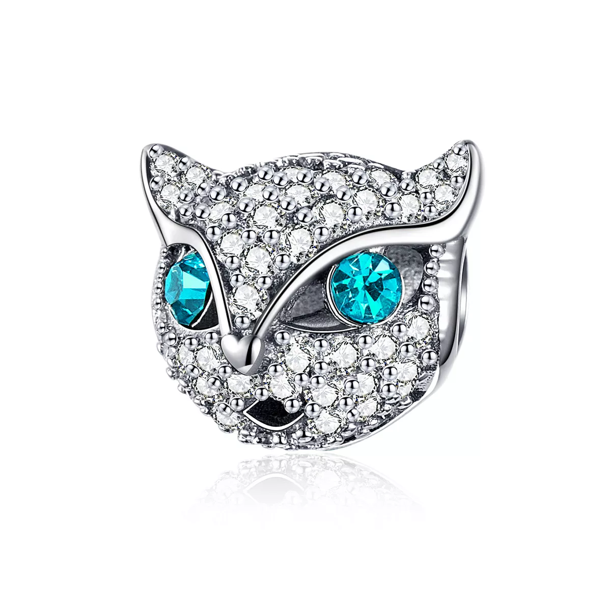 charm de plata estilo pandora con gatito feliz scc1131