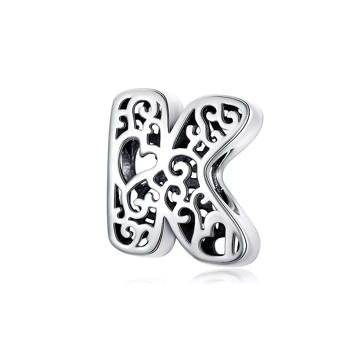 charm de plata estilo pandora con letra k mágica scc1229 k