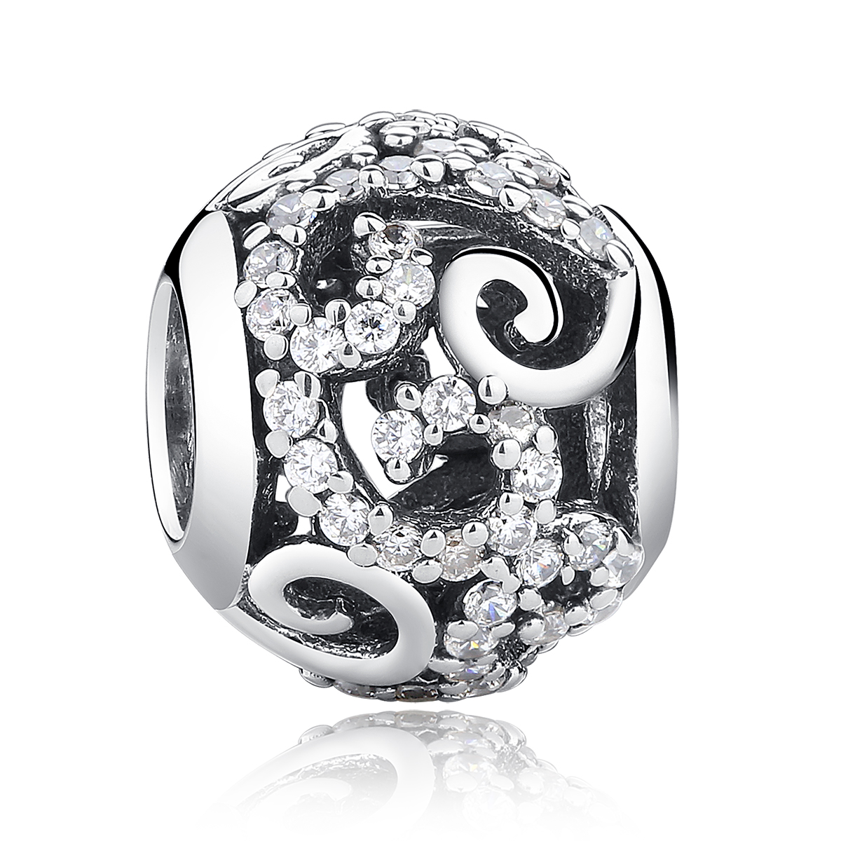 charm de plata estilo pandora con pavé de plata scc021