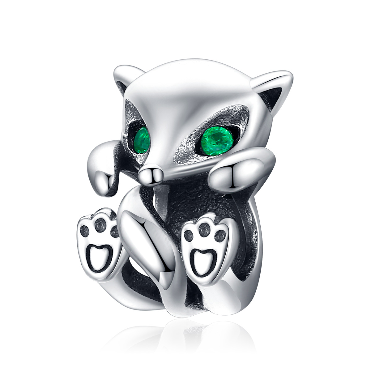 charm de plata estilo pandora con un pequeño zorro scc1290