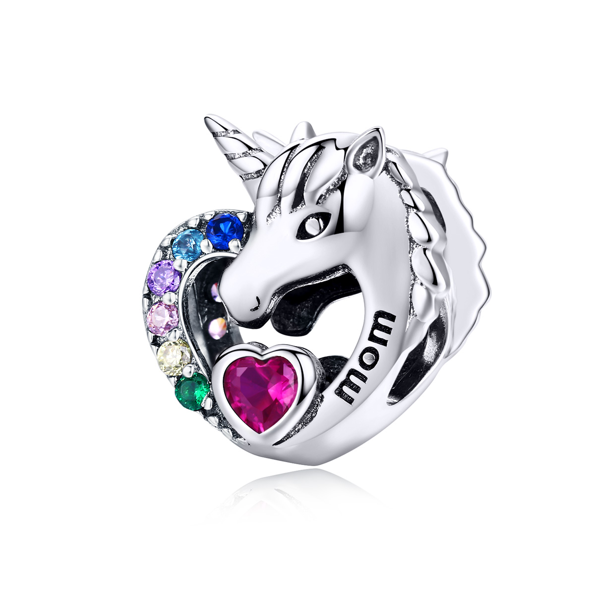charm de plata estilo pandora con unicornio para mamá scc1160