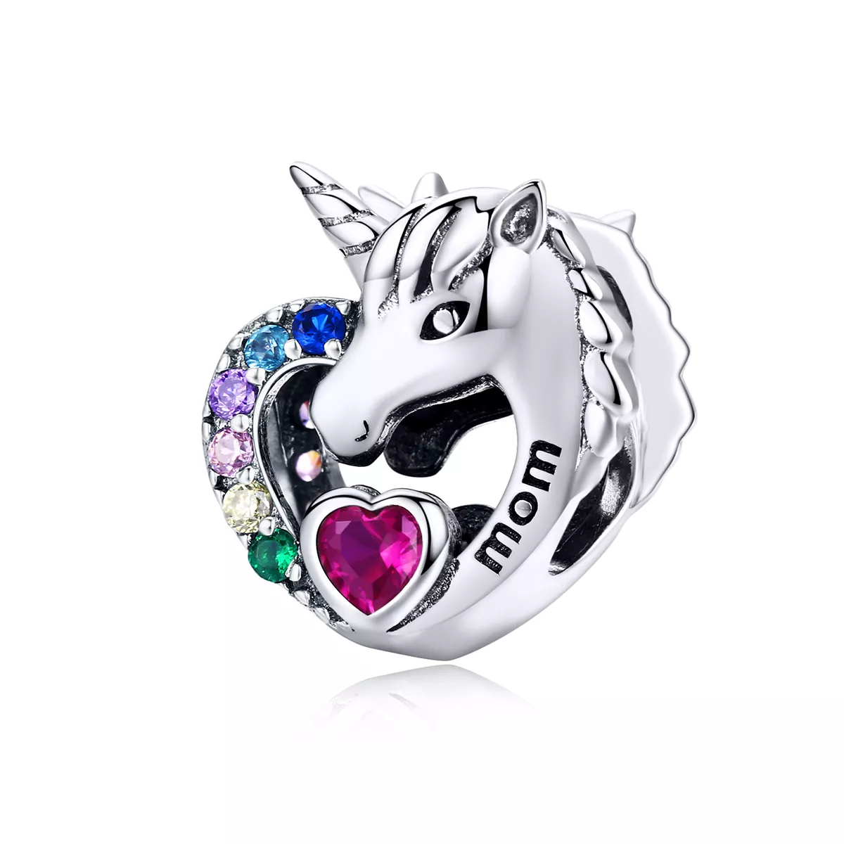 charm de plata estilo pandora con unicornio para mamá scc1160