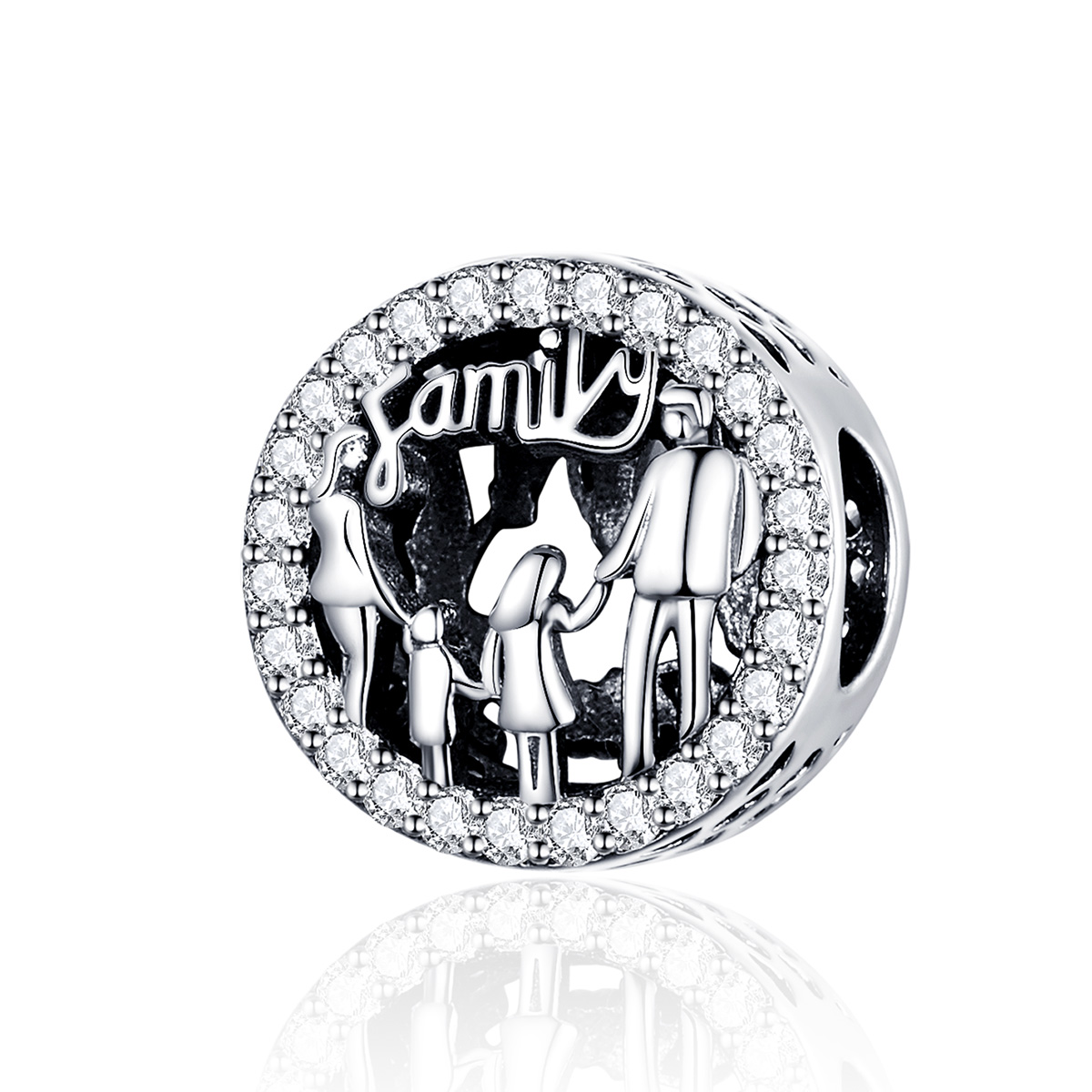 charm de plata estilo pandora mi familia scc1184