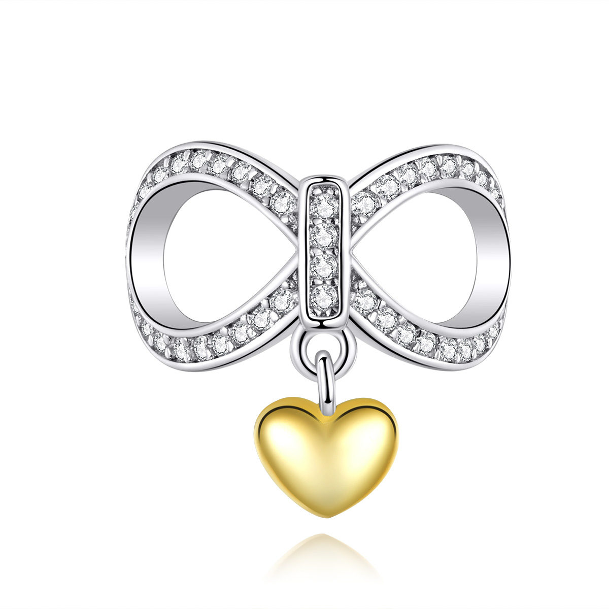charm estilo pandora de plata y oro chapado en infinito amor scc1300