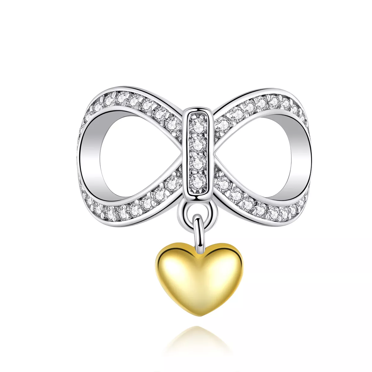 charm estilo pandora de plata y oro chapado en infinito amor scc1300