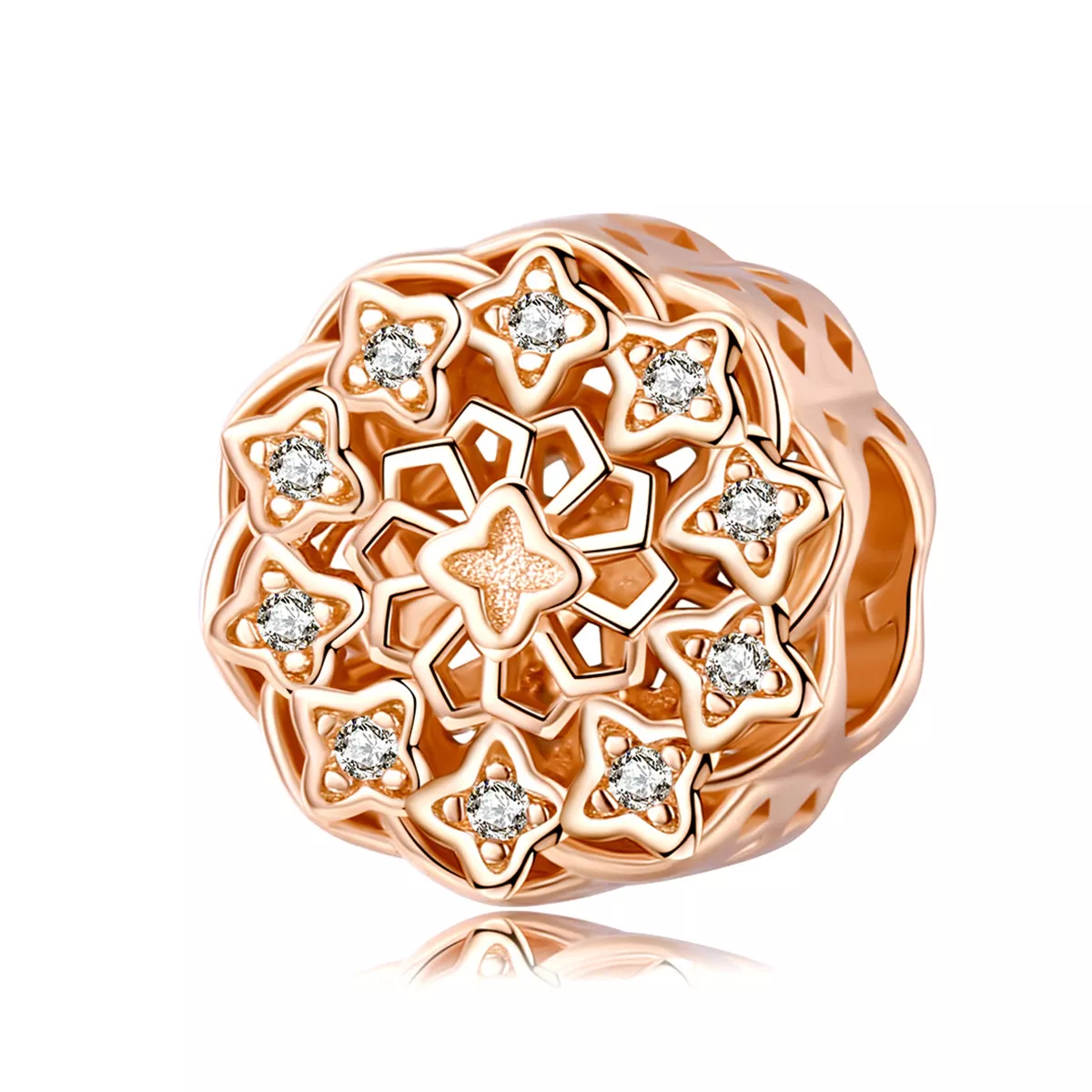 charm estilo pandora de ventana de rosa en oro rosa scc1279