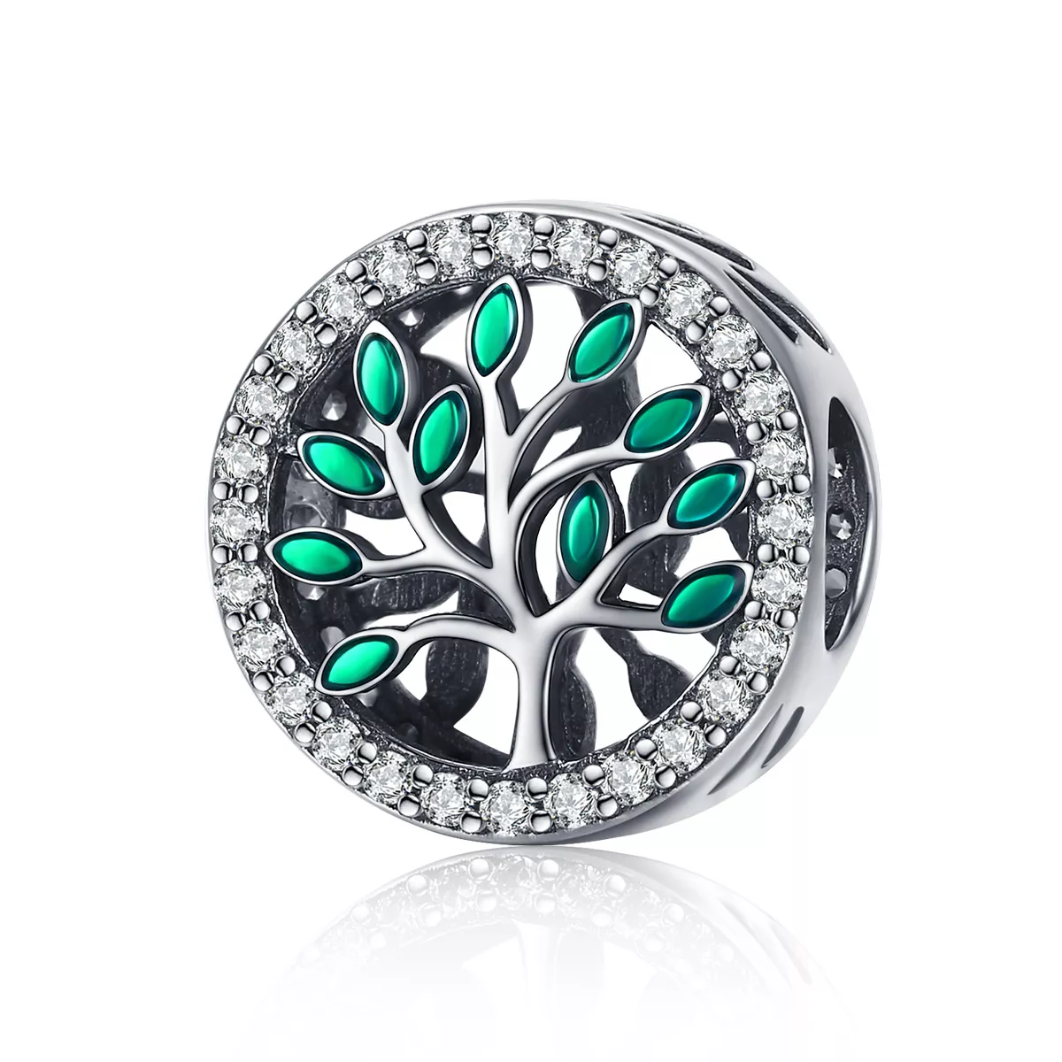 charm pandora style en plata con diseño de árbol de la vida scc1095