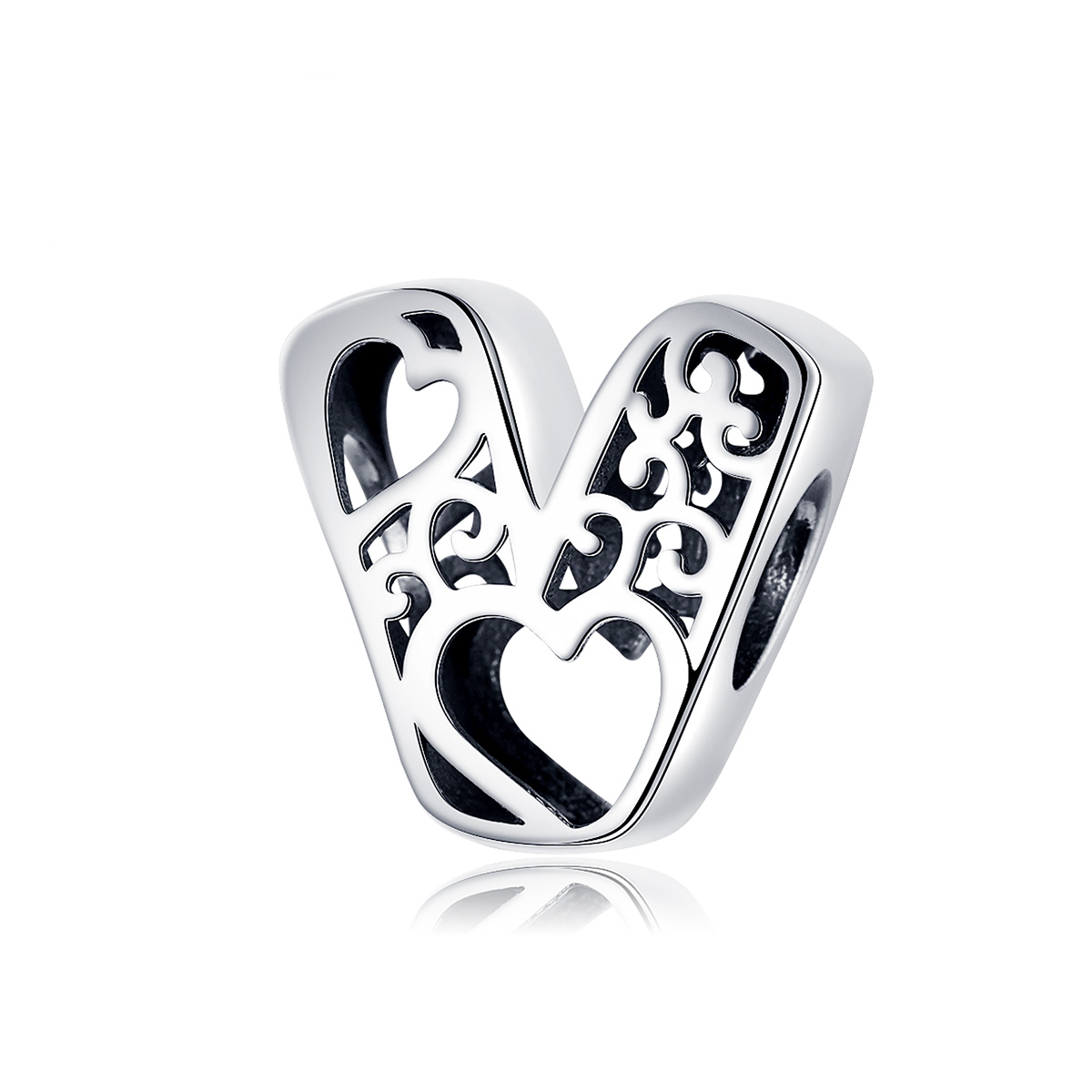charm plata estilo pandora con letra mágica v scc1229 v