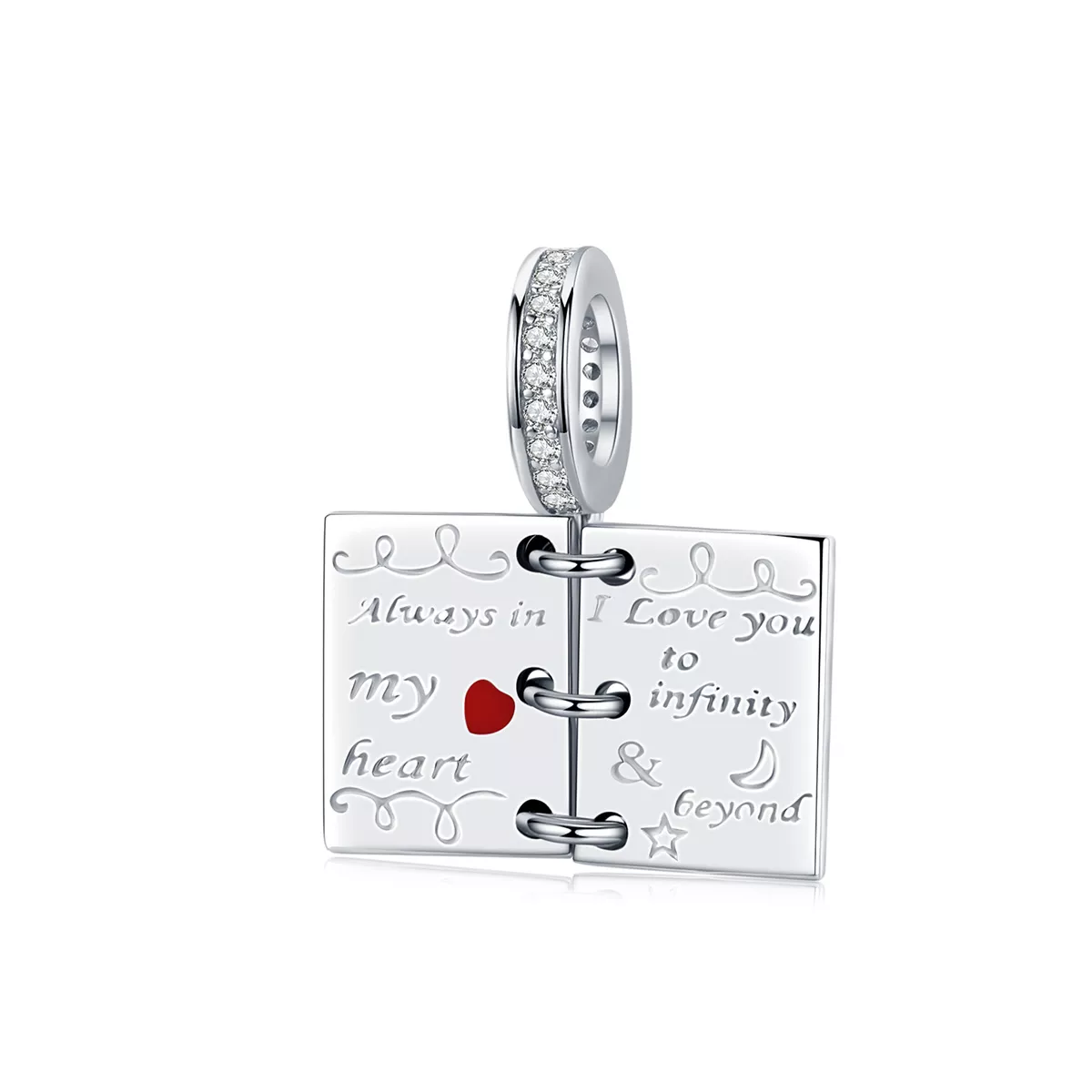 colgante de letra de amor en estilo pandora de plata scc1262