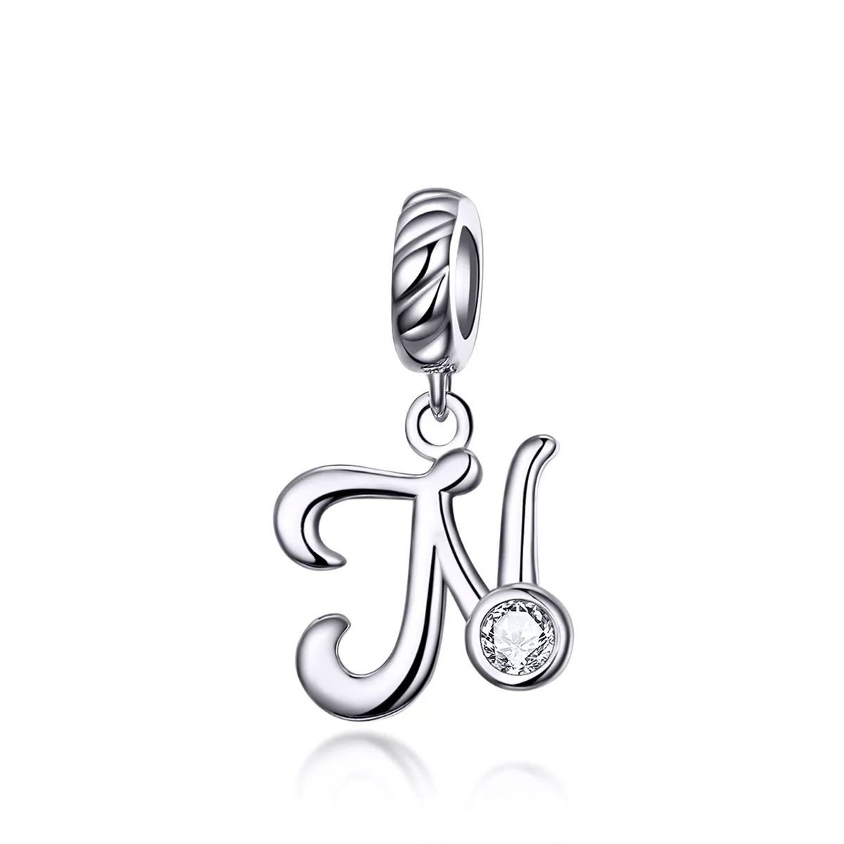 colgante de letra n en plata estilo pandora scc1183 n