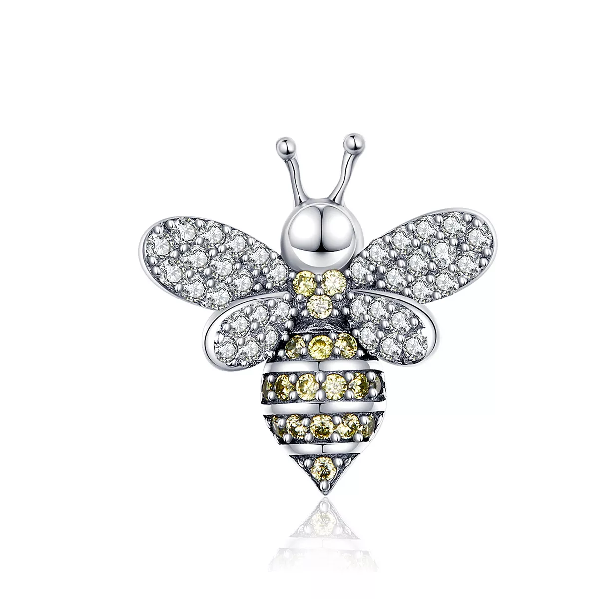 encanto de abeja de plata estilo pandora con pavé scc1194