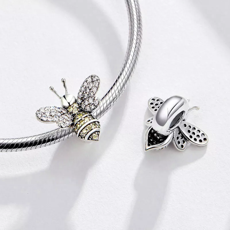 (imagen para) Encanto de abeja de plata estilo Pandora con pavé - SCC1194 - Ver 5