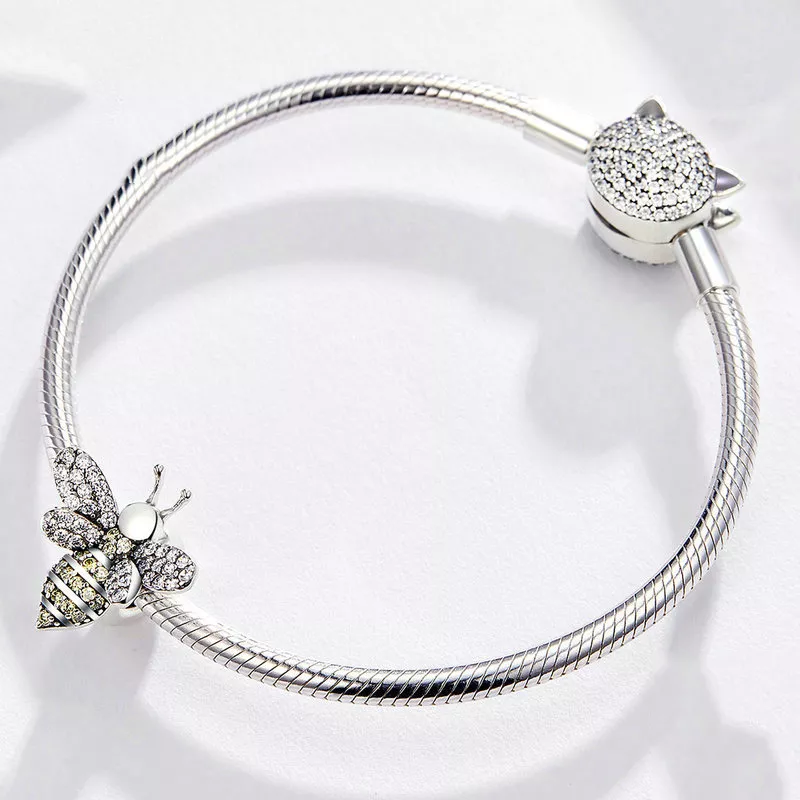 (imagen para) Encanto de abeja de plata estilo Pandora con pavé - SCC1194 - Ver 6