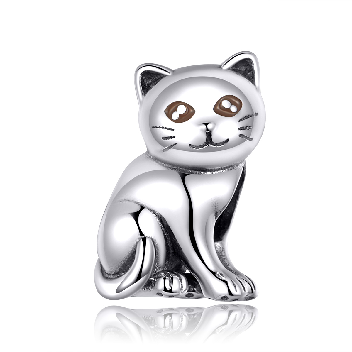 encanto de gato lindo de estilo pandora en plata scc1305