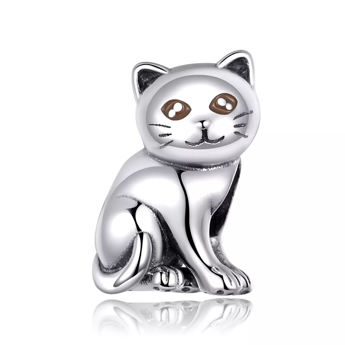 encanto de gato lindo de estilo pandora en plata scc1305