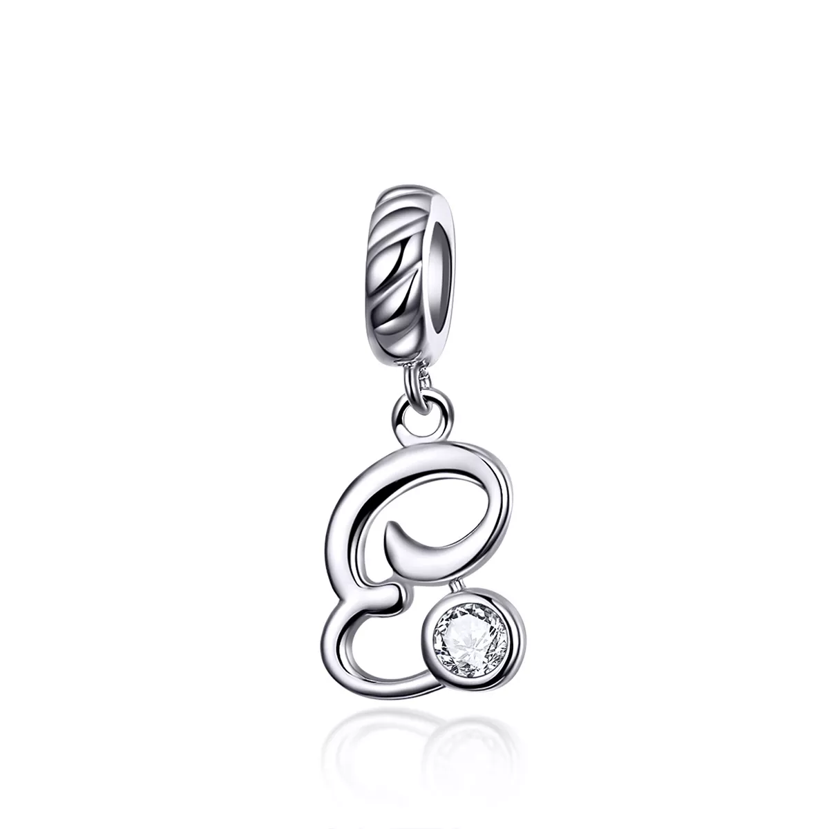 encanto de letra e en plata estilo pandora scc1183 e