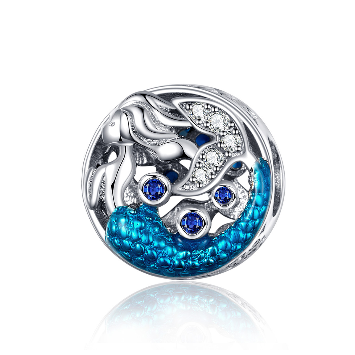 encanto de plata al estilo de pandora esperando a la sirena scc1209