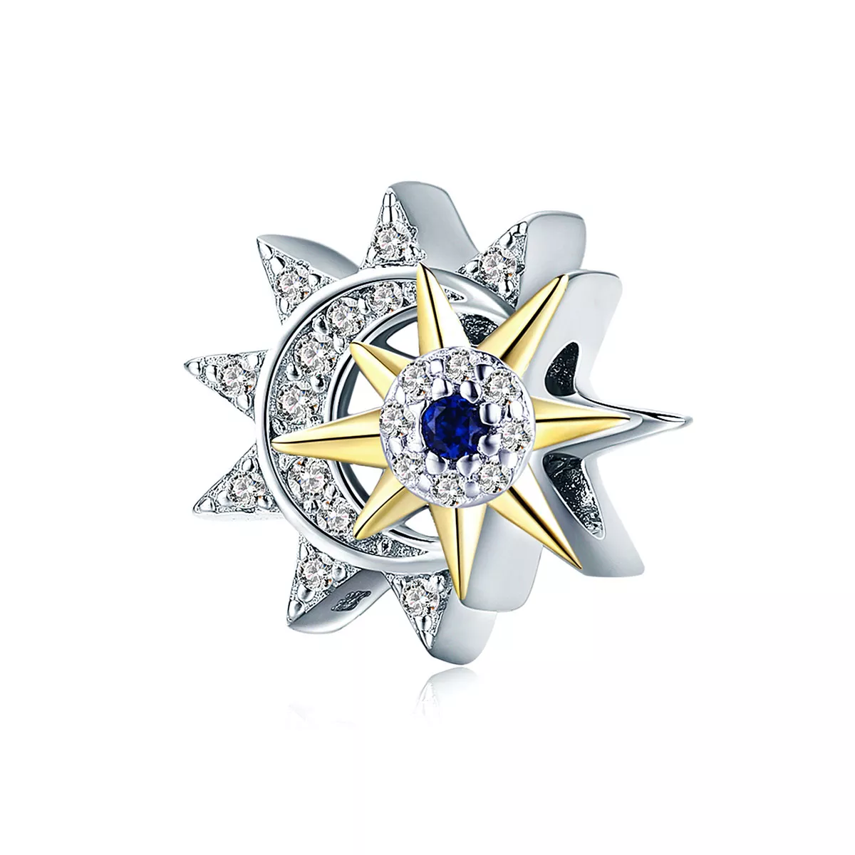 encanto estilo pandora plateado y dorado el sol se encuentra con la luna scc1137