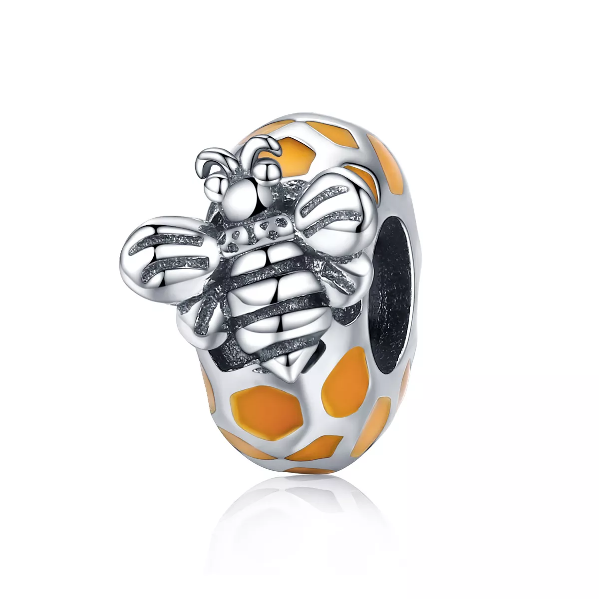 espaciador de abeja y colmena de plata estilo pandora scc1102