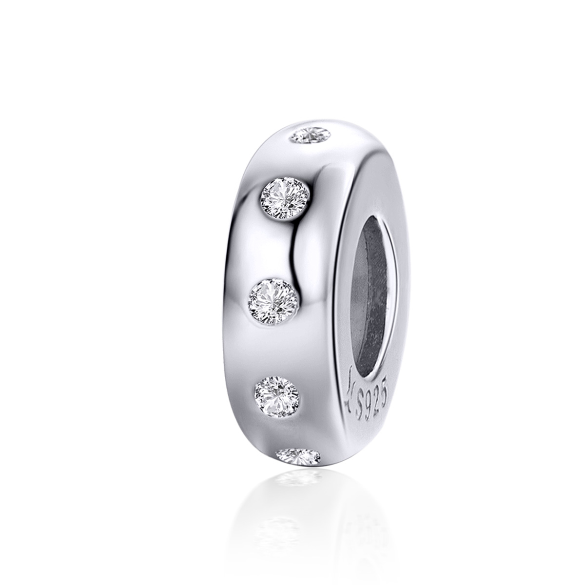 espaciador plateado brillante estilo pandora scc1171