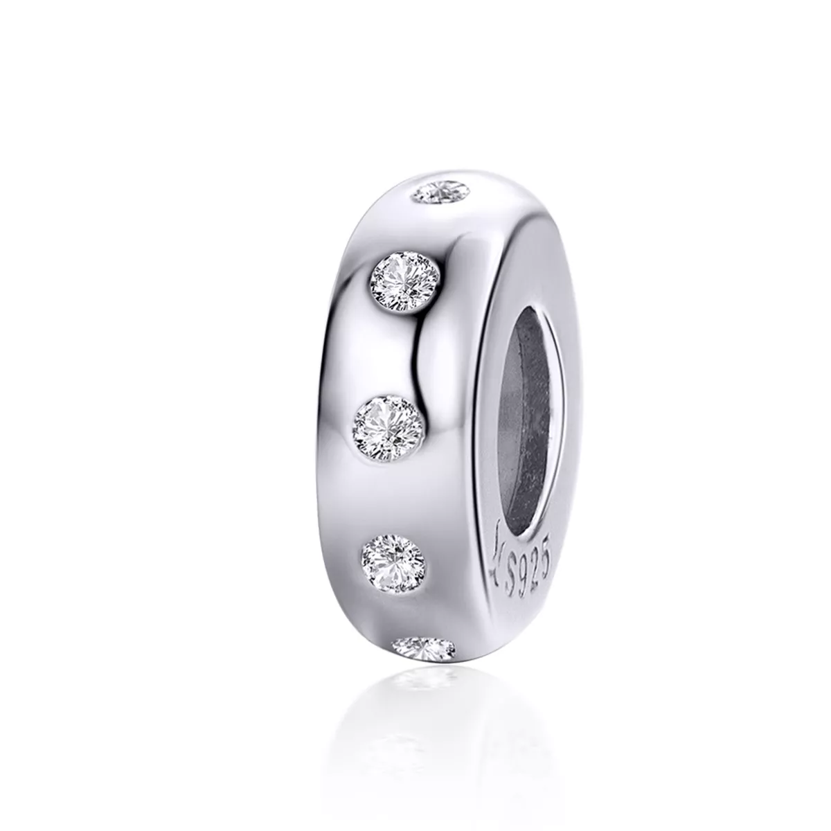 espaciador plateado brillante estilo pandora scc1171