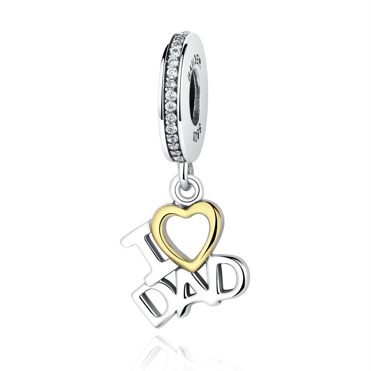 estilo pandora plateado y chapado en oro colgante i love dad scc052