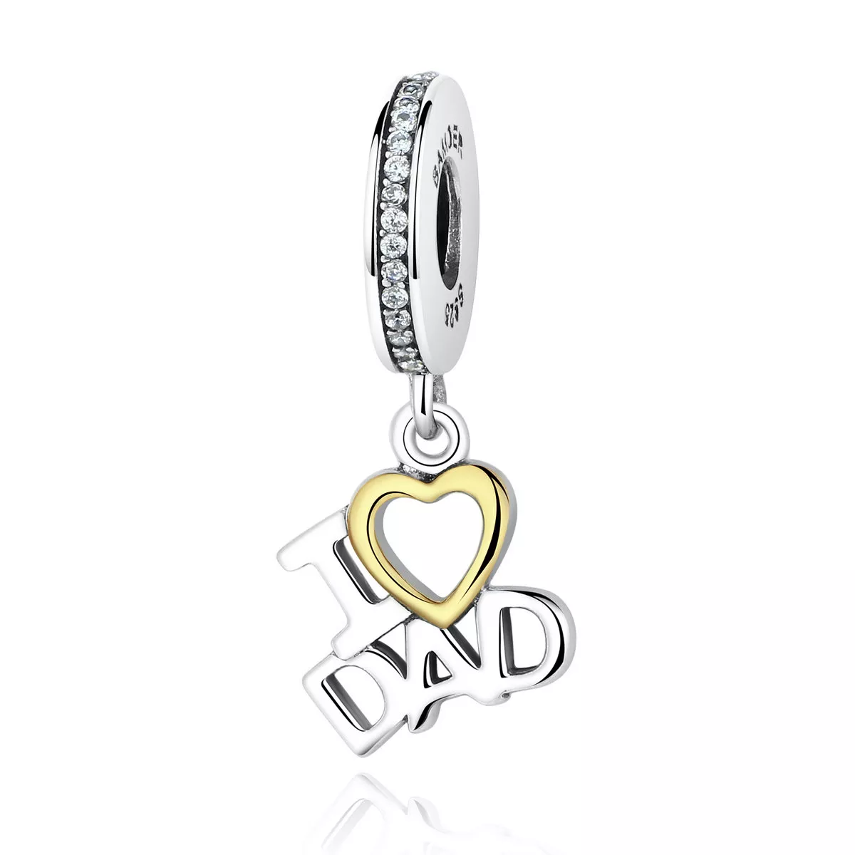 estilo pandora plateado y chapado en oro colgante i love dad scc052
