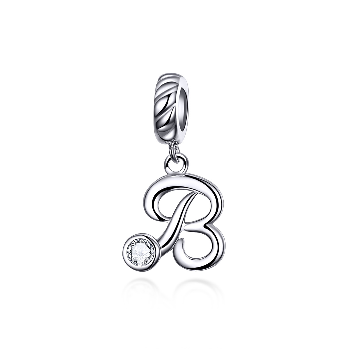 pandora style colgante de letra b en plata scc1183 b