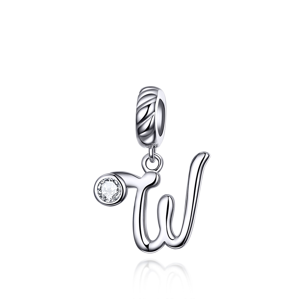 pandora style letra w plateada colgante scc1183 w