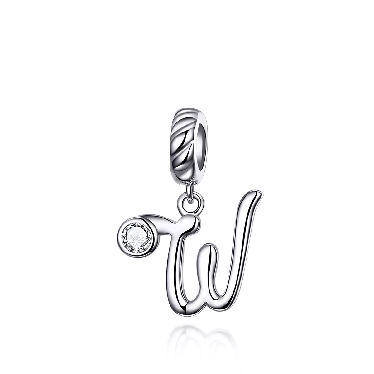pandora style letra w plateada colgante scc1183 w