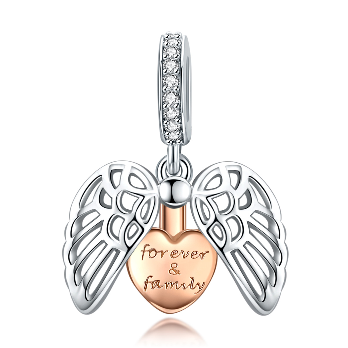 pandora style plata y oro rosa abalorio forever family scc1299