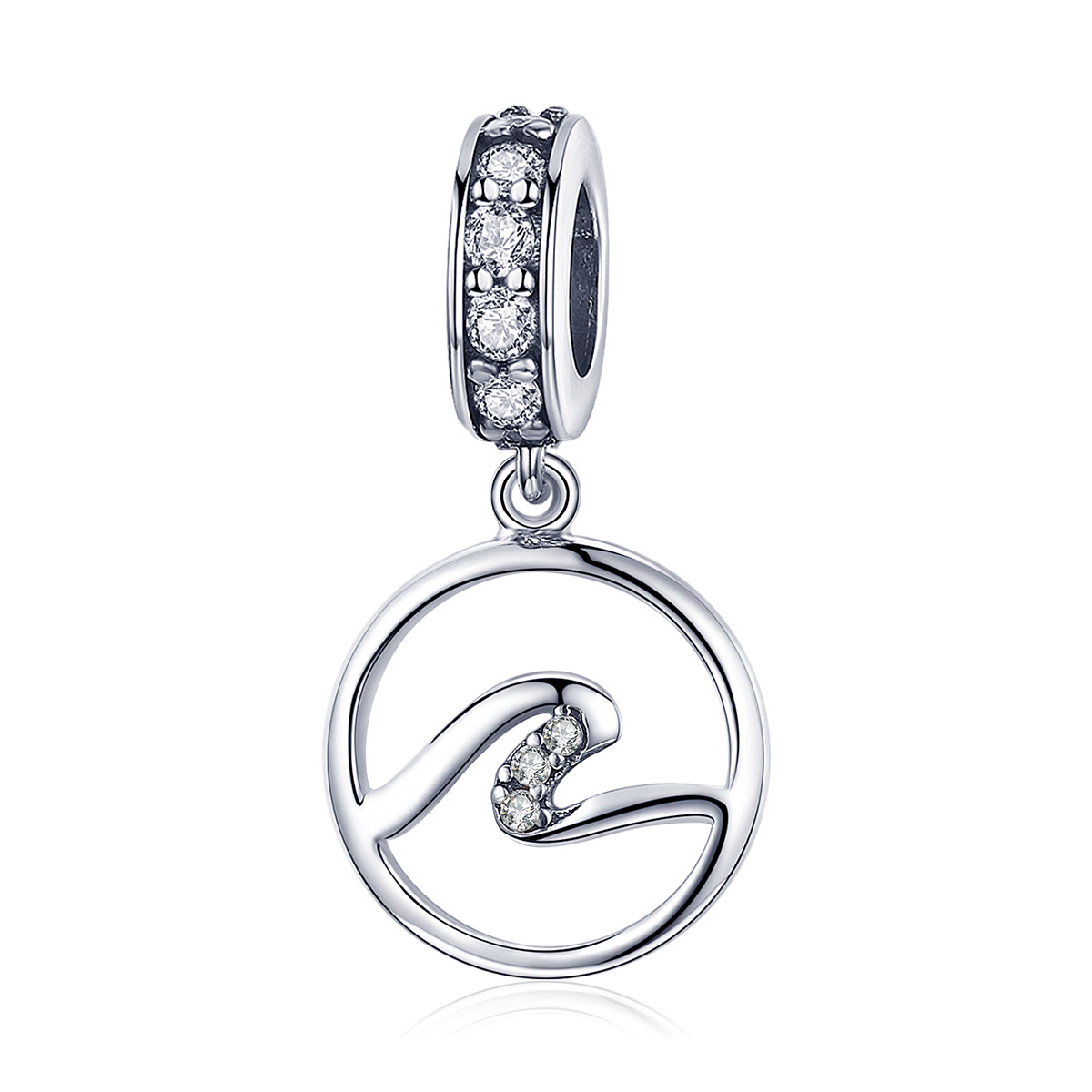 pendiente colgante de estilo pandora con ondas de plata scc1031