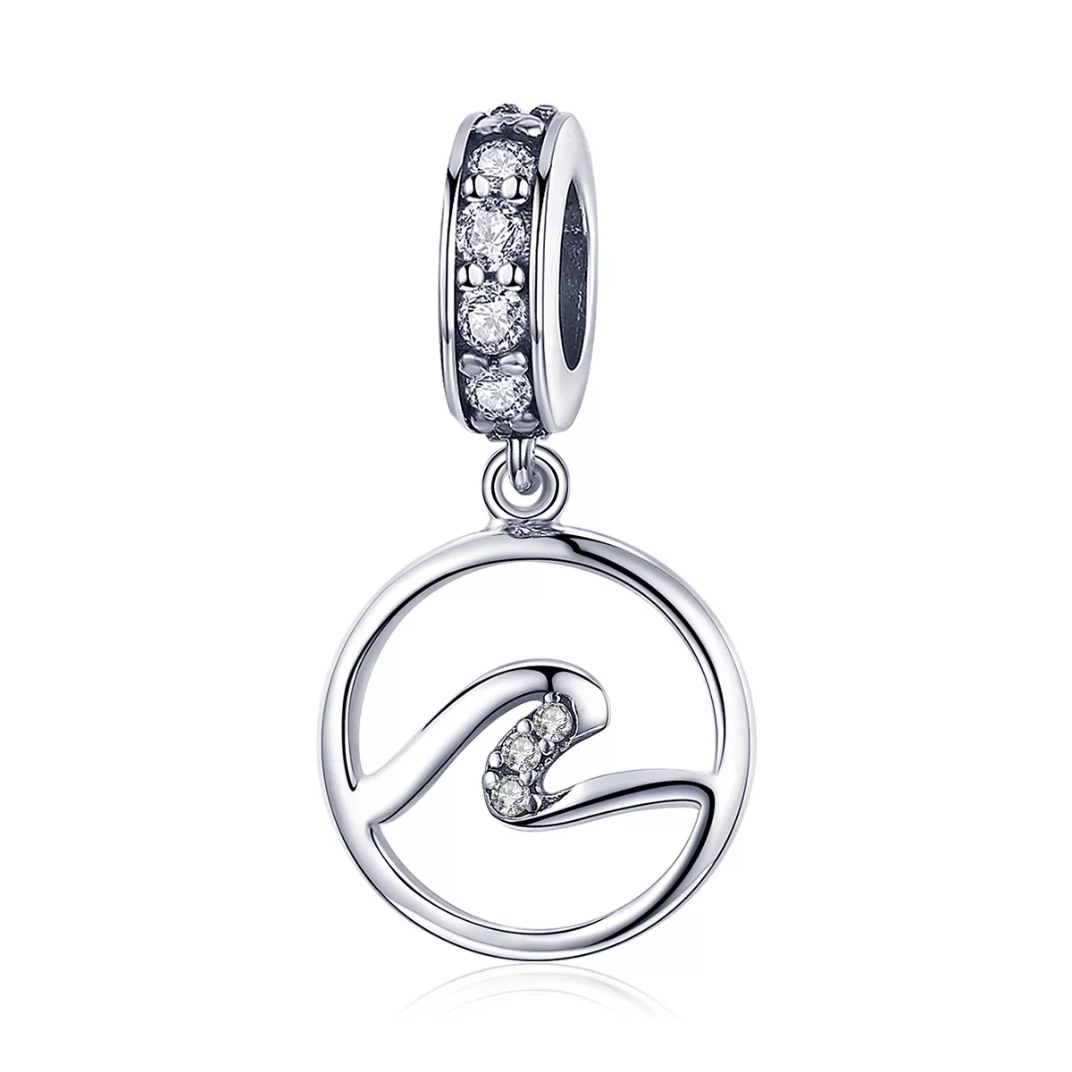 pendiente colgante de estilo pandora con ondas de plata scc1031