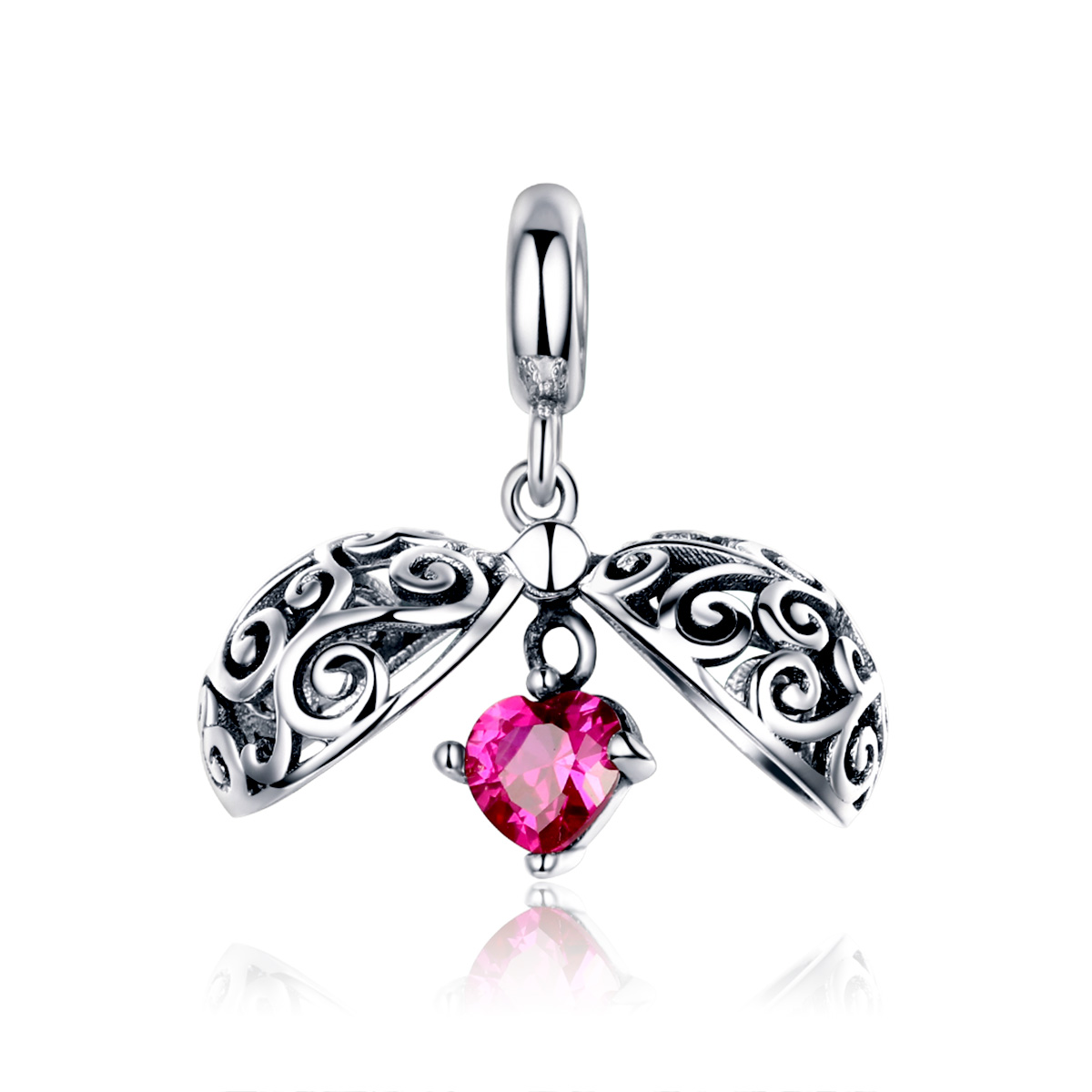 pendiente colgante de estilo pandora en plata con diseño de fruta secreta scc1114