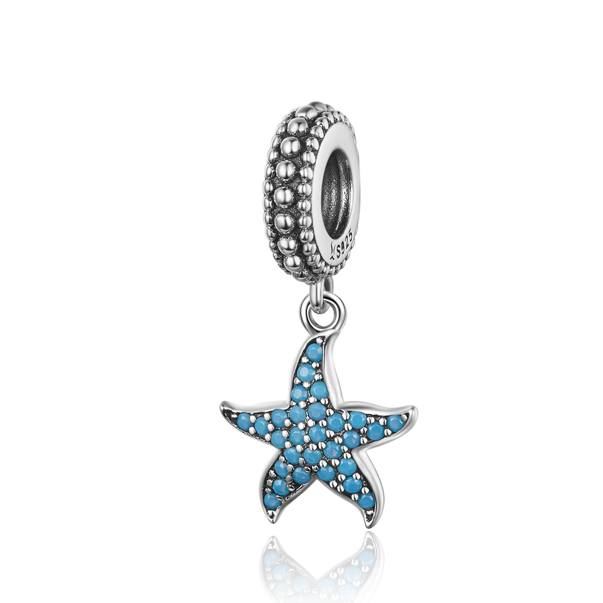 pendiente colgante de estrella de mar estilo pandora plateado scc1210